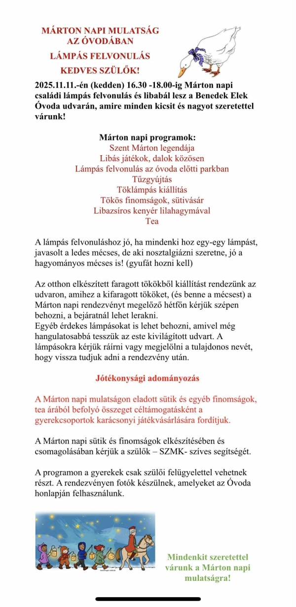 Márton-nap az óvodában